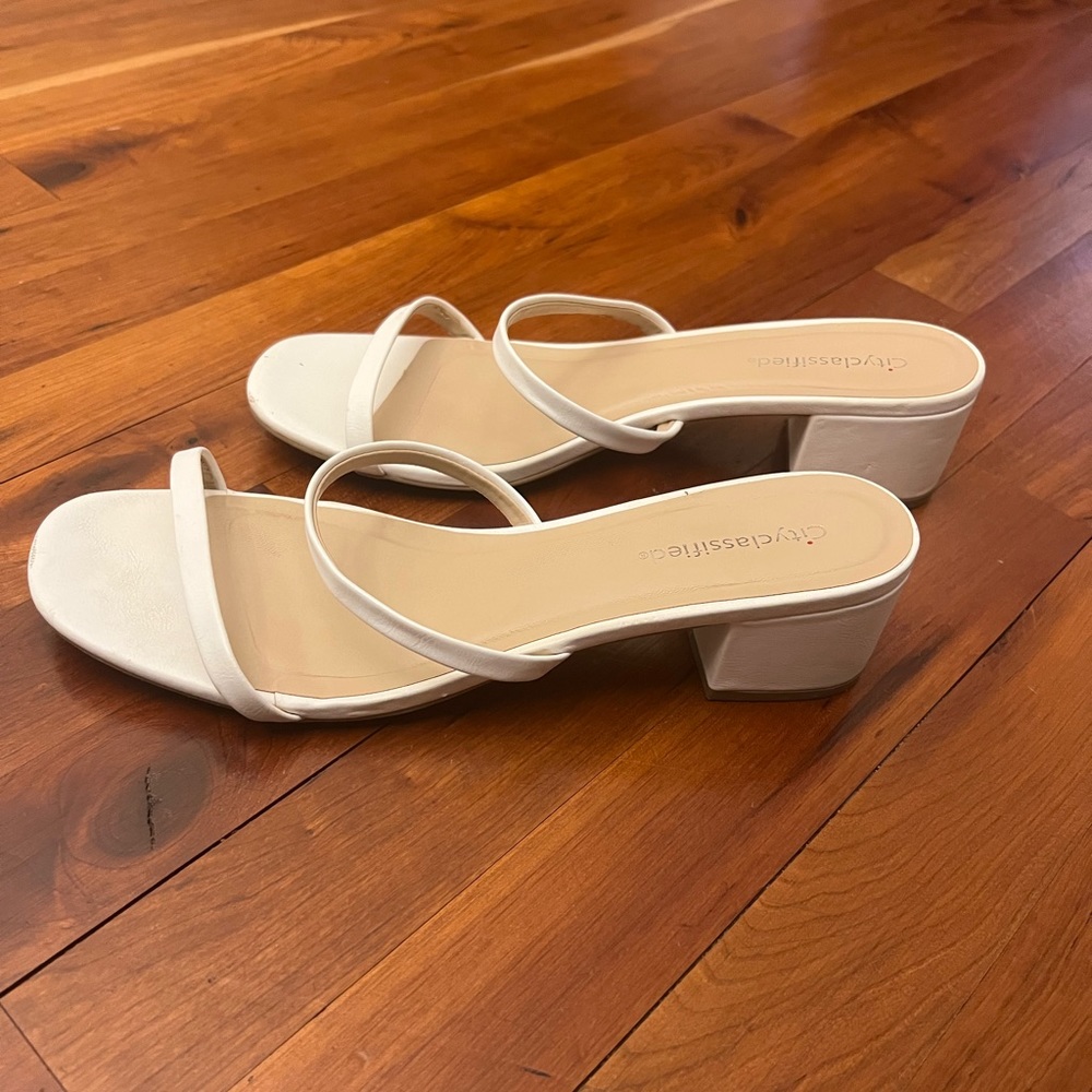 White women’s sandals size 11 with heel